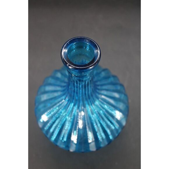 Vintage Empoli Genie Decanter Bottle Glass Aqua Blue 12” Tall Italy Stopper Misg - Picture 6 of 7